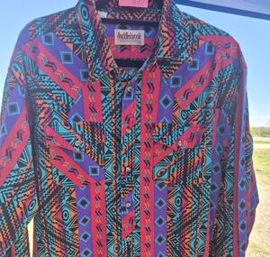 Saddlebrook Men's Purple & Teal Aztec Button-Down Shirt